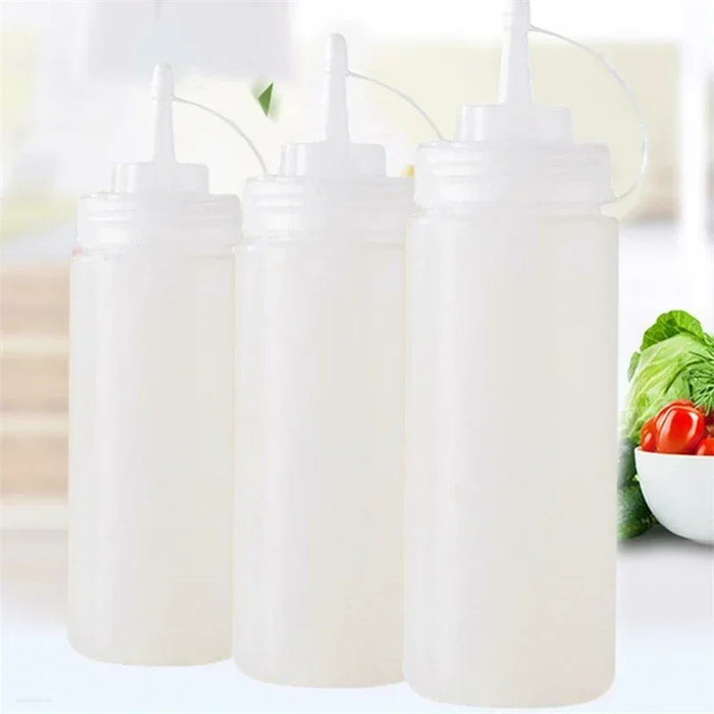 240ml Squeeze Condiment Bottles with Nozzles Ketchup BBQ Sauces Olive Oil Bottles Dispenser Squeeze Sauce Bottle Kitchen Gadget