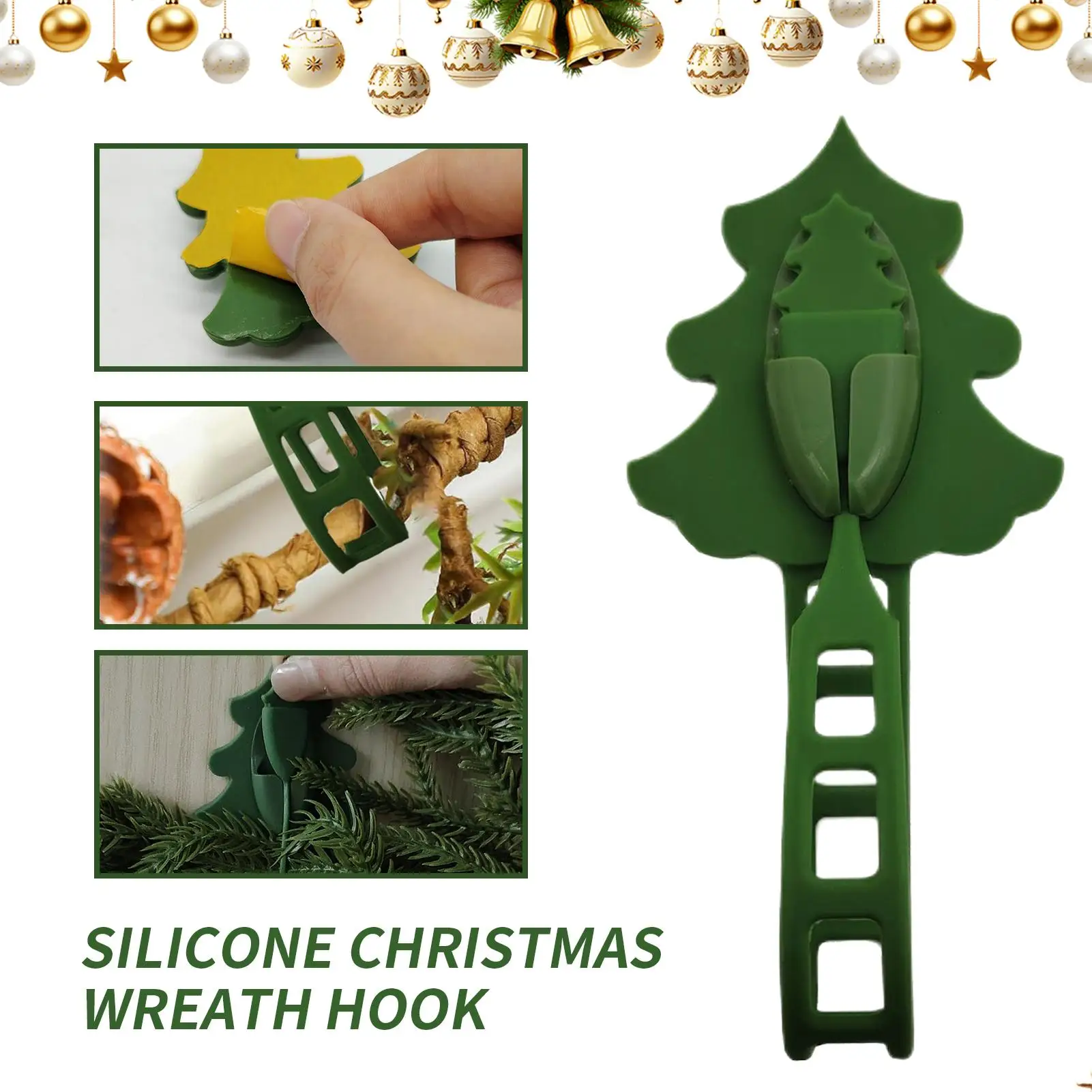 Garland Ties Faux Pine Needles Silicone Holder Decorative Adhesive Christmas Garland Ties For Banister Outdoor Stocking
