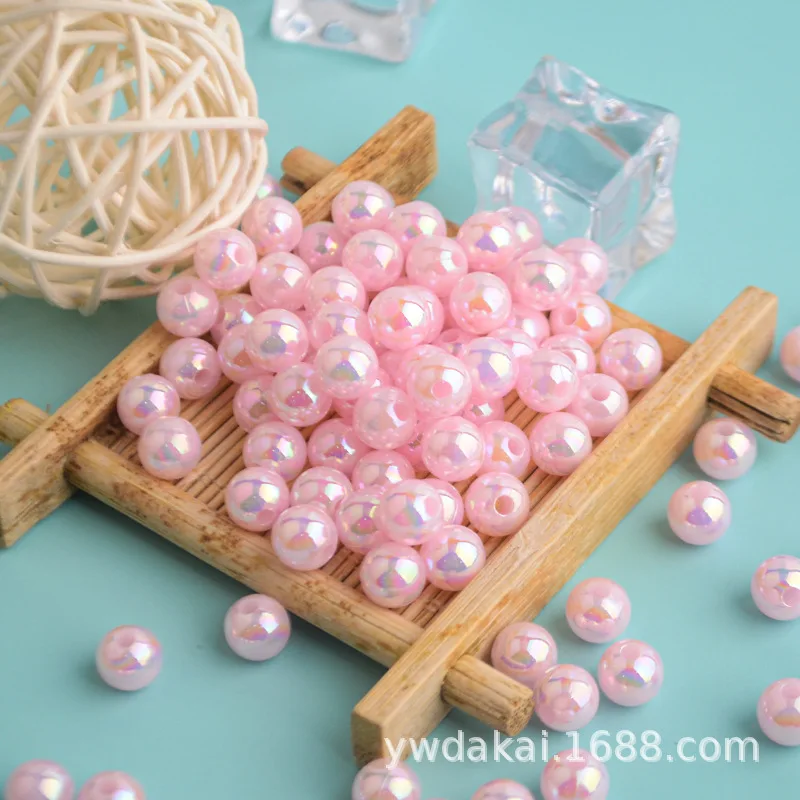 Acrylic Beads For Jewelry Making Macaron Solid Color Ab Color Beads Round Beads Diy Bead Making Handmade Plastic Loose Beads