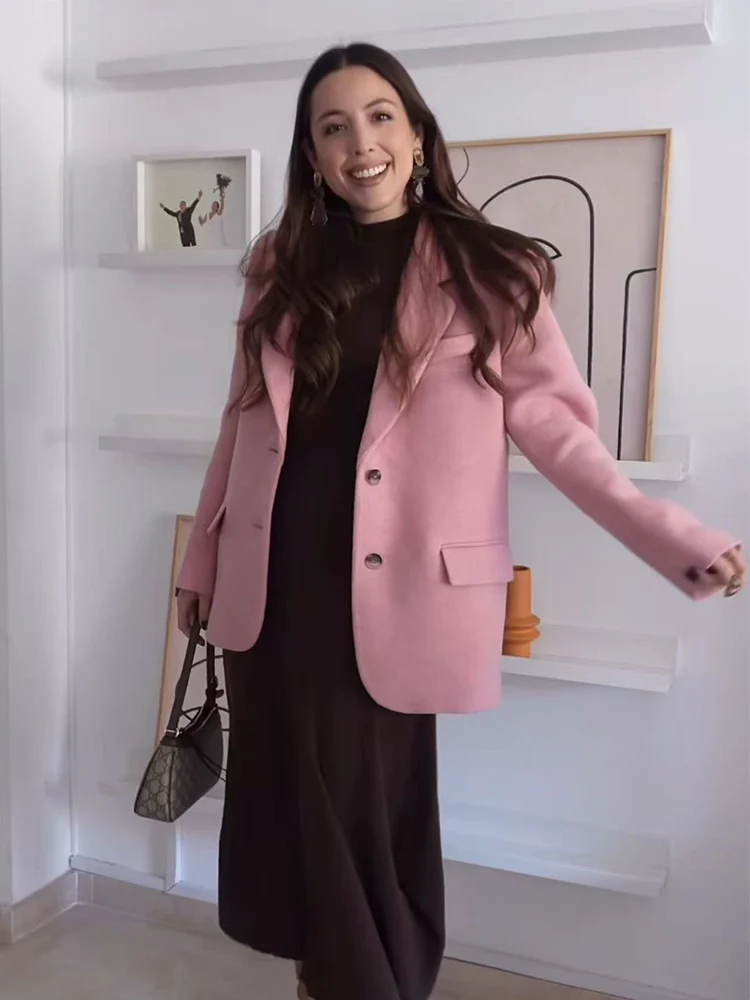 

TFMLN модный женский однотонный пиджак с длинным рукавом, однобортный пиджак, пальто, женская офисная шикарная милая верхняя одежда для поездок на работу