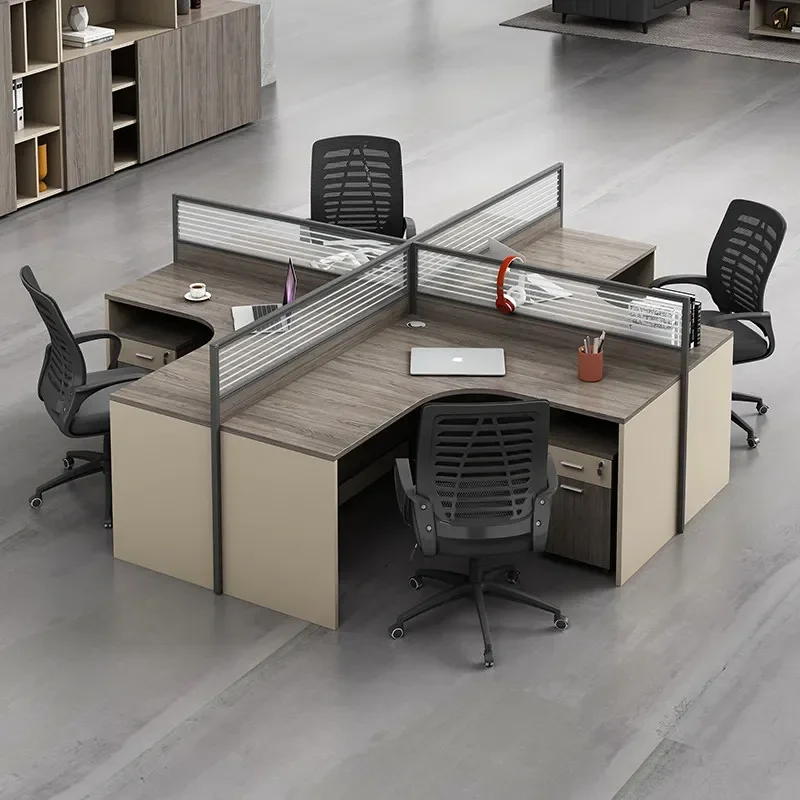 office partition 4 person staff desk cubicle arc workstation office table and chair bureau travail commercial Office furniture