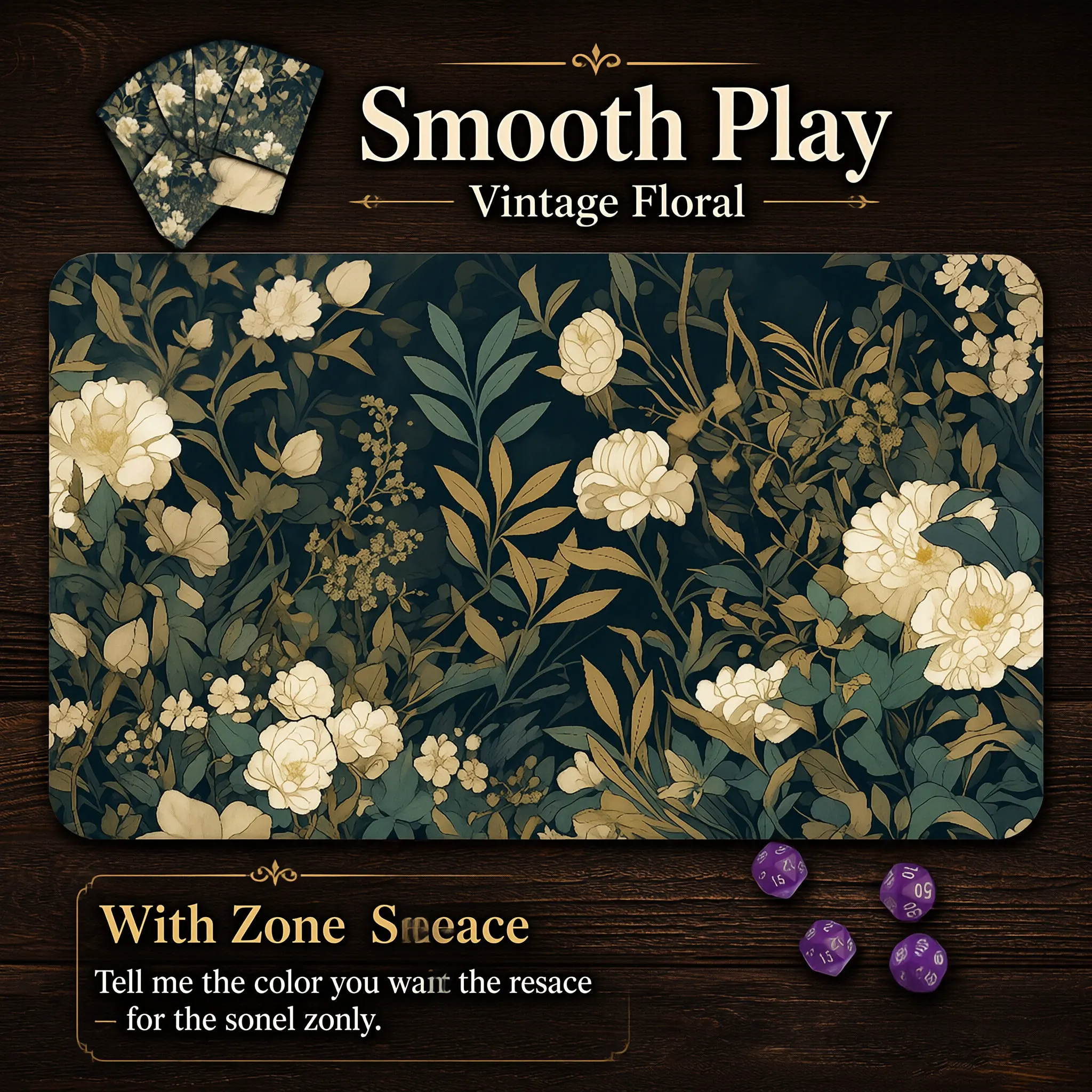 Playmat for TCG/CCG- Forest Flower Custom Playmat,Zones & Seam Options office desk accessories tapis de souris