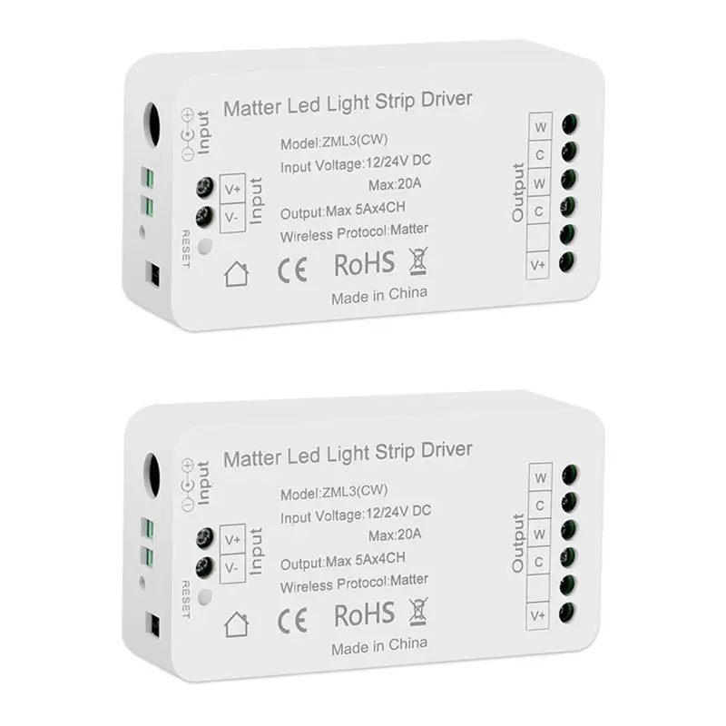 SQPP-2X Matter Wifi LED Strip Light Controller CW Controller LED Strip Bixb/Siri/For Google Home/For Alexa Control Support