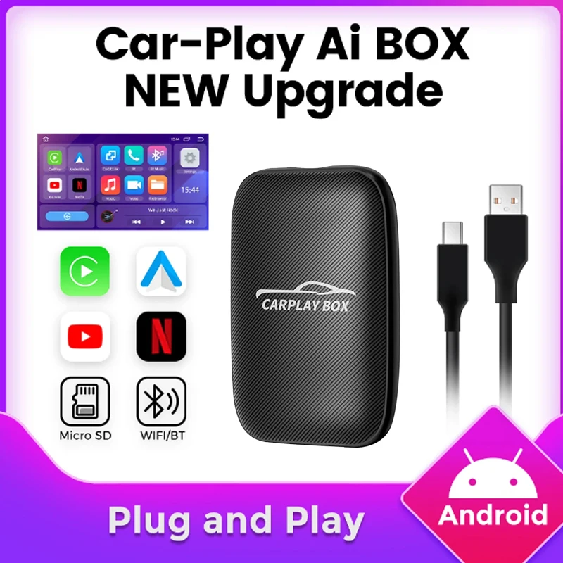 4 in 1 Smart Carplay Ai Box Wireless Carplay Adapter Android Auto Apple Carplay Car Multimedia Player For Mazda Benz Kia VW