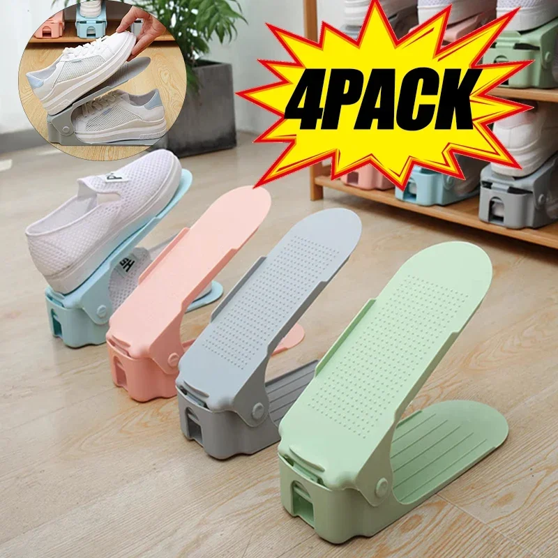 Ajustável Double-Layer Shoe Rack, suporte de armazenamento de economia de espaço, armários, organizador de armazenamento, Home Wardrobe Holder, 2