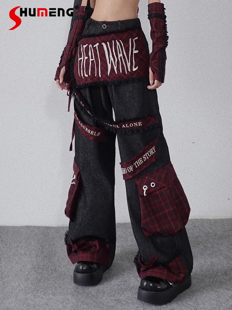 

Original Design Fashion Embroidery Heavy-Duty Jeans Hot Girl Streetwear Rock Hip Hop Trend Denim Pants Women Fall Cargo Pants