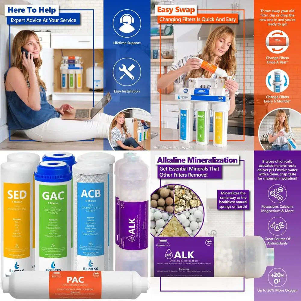 

Комплект щелочных RO-фильтров на 1 год - 9 ступеней очистки, 10-дюймовые фильтры для воды