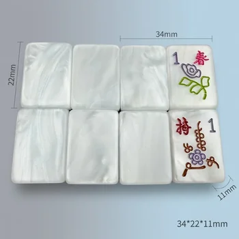160 Tiles American Mahjong Set Acrylic Engraved Pearl Texture Waterproof Mahjong Tiles with Carrying Bag Portable Travel