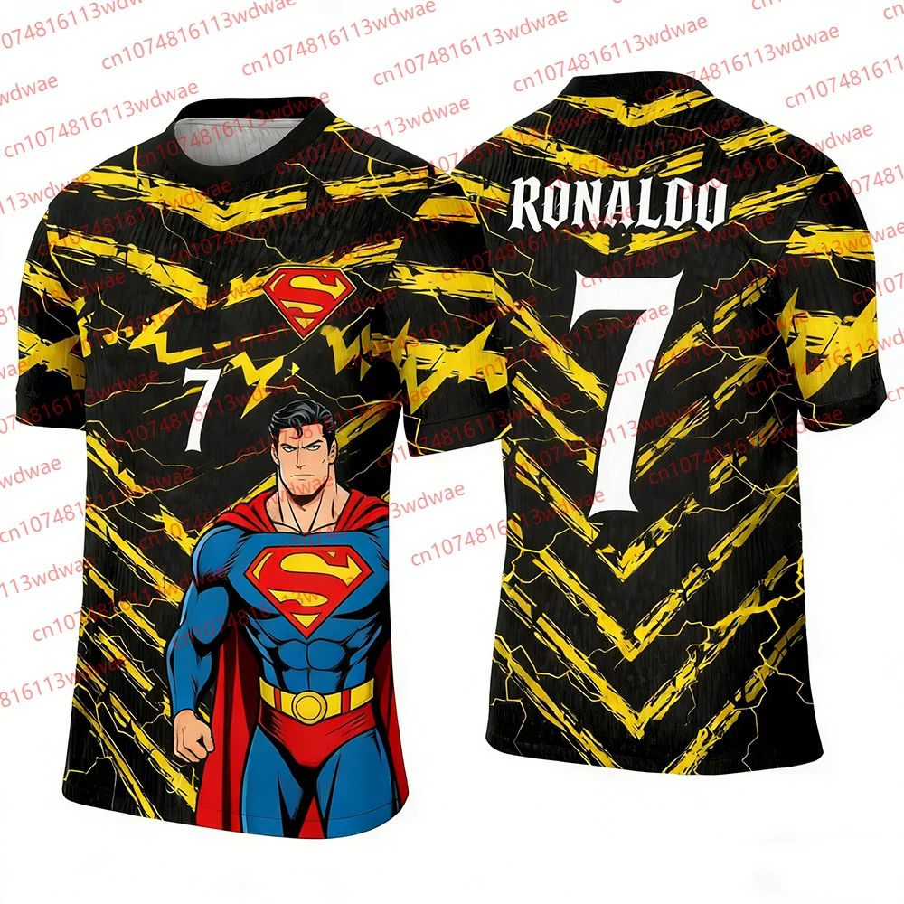 2026 Ronaldo 7 All Star Superman Spider-Man Maglia da calcio stampata in 3D T-shirt sportiva casual da uomo Manica corta Fan Abbigliamento Top
