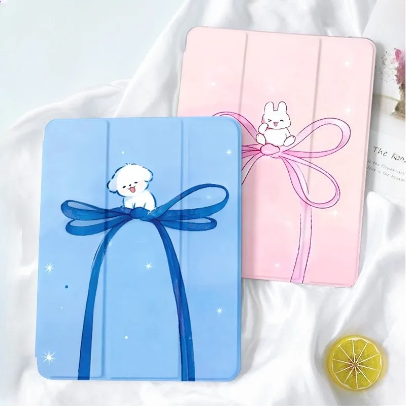 Cute Bow Puppy Tri-Fold Case for Xiaomi 5/6 11in Tablet Case for Xiaomi 7 Pro 11.2in MiniPad 8 8Pro Cover MiniPad 6Pro Soft Case