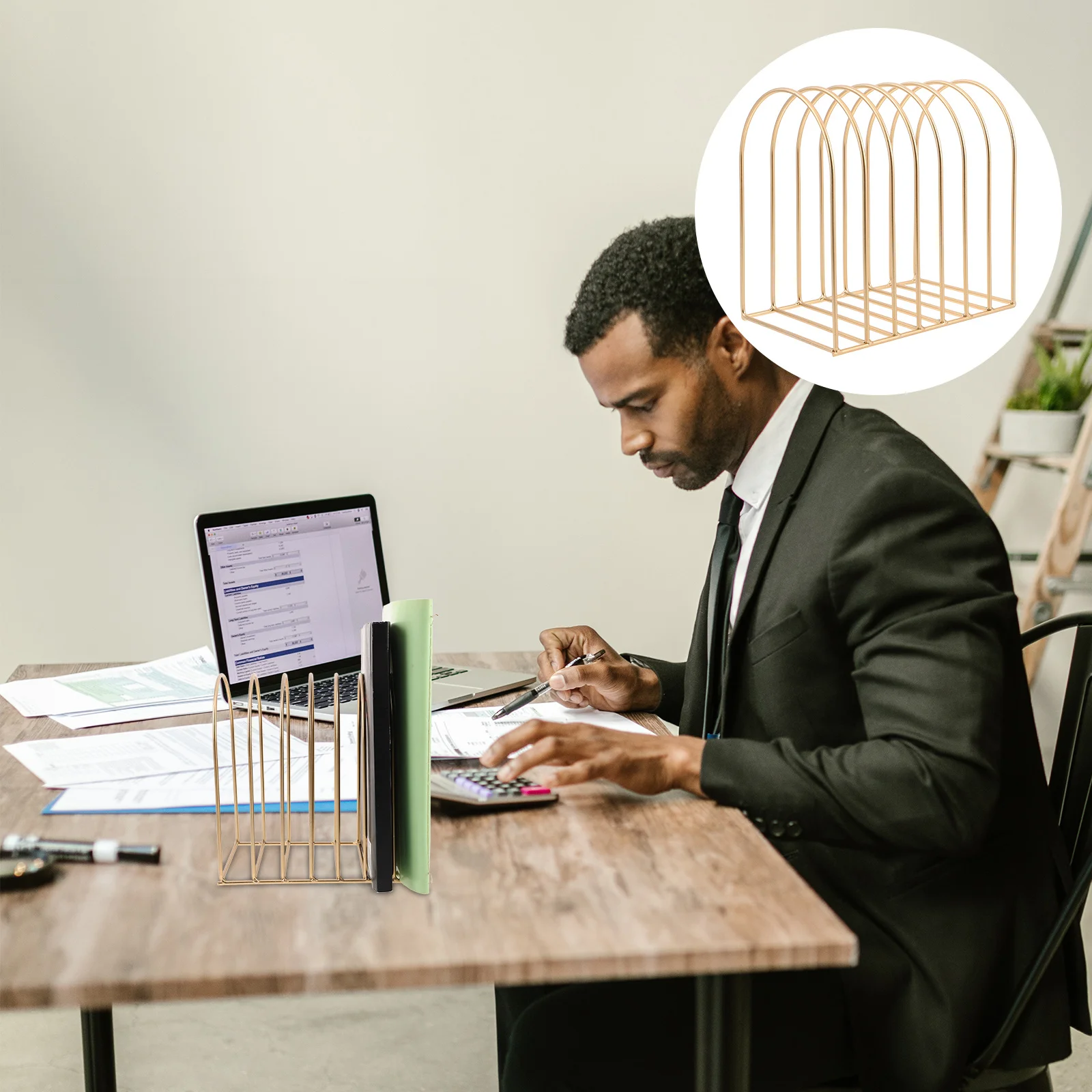 

Magazine Holder Iron Desktop Organizer Compact For Desk Bedside Office Dorm Multifunctional File Storage Shelf Paper Folder