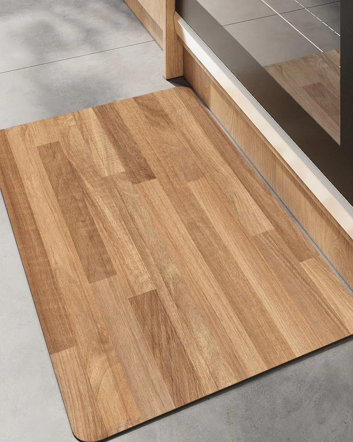 VIKAMA 1/2PCS Wood Grain Kitchen Diatoms Mud Floor Mat Non-Slip Quick Drying Absorbent Kitchen Home Office Standing Carpet