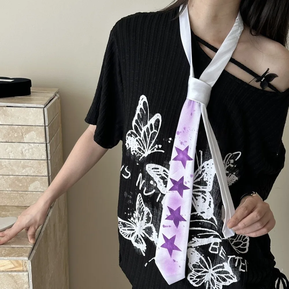 الإبداعية Y2K ستار التعادل ضيق الحلو لامعة التعادل لينة قابل للتعديل للجنسين ربطة العنق البدلة الملحقات