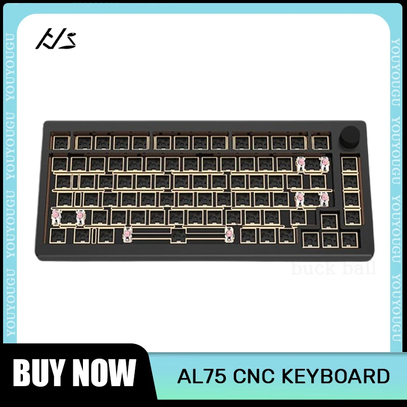 

Al75 Mechanical Keyboard Kit Wired Wireless Cnc Aluminum Case Keyboard 3 Mode 75% Gasket RGB Hot Swap Custom Keyboards With Knob