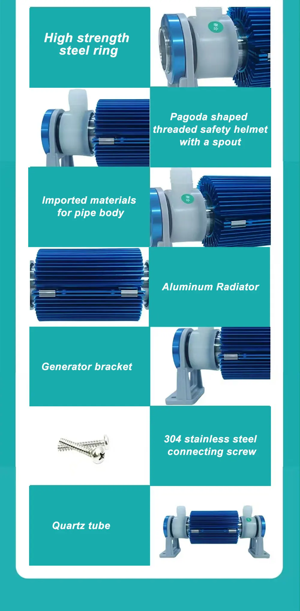 10G luftgekühlter Keramikrohr Ozongenerator Keramikrohr Ozongenerator Keramikrohr für Wassertilisator Reiniger Desinfektion – Detail 14
