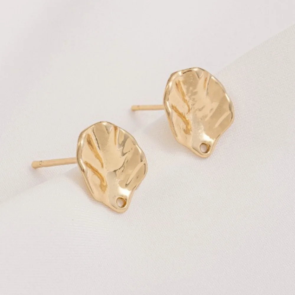 

Медные 14-каратные золотые плиссированные серьги с изогнутыми листьями, висячие серьги ручной работы, сделай сам, висячие жемчужные серьги, аксессуары, материал