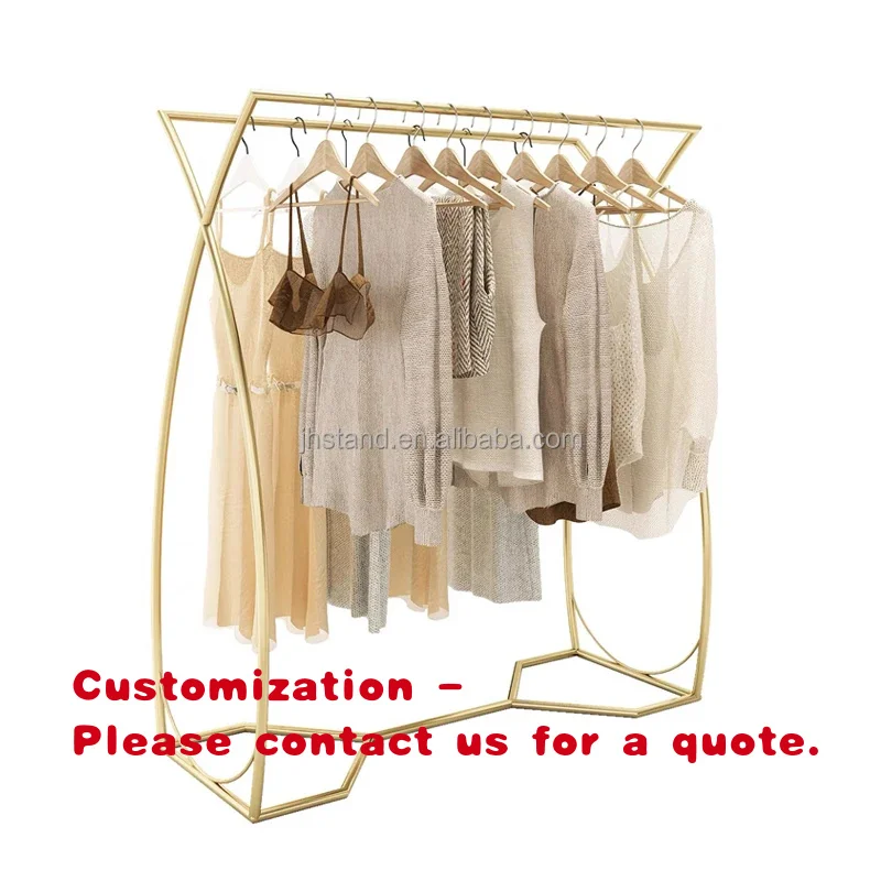 custom.Fashion Double Rail Portable Clothes Garment Rack Boutique Gold Women Clothes Furniture Clothing Shop