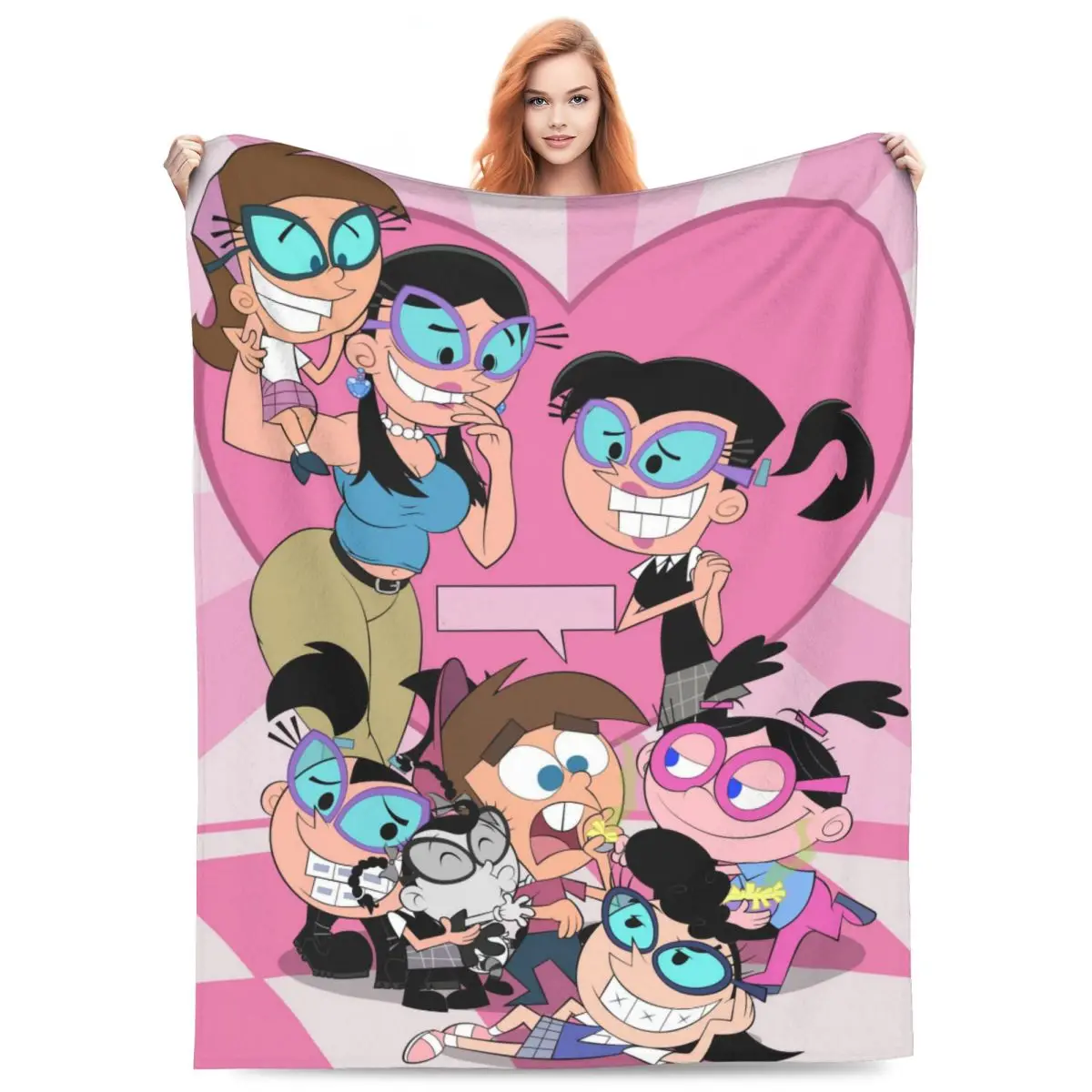 Custom The Fairly Oddparents Blankets Warm Flannel Throw Blanket for Home Bedroom Sofa