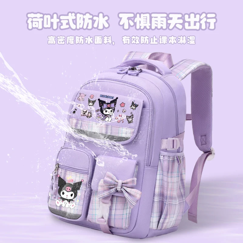 Kuromi cute children backpack 2024 new fashion printed bow backpack 1-6 grade school backpack to send 38 pieces of gift bags