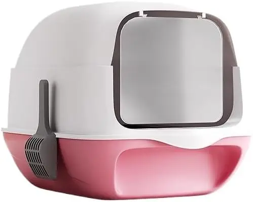 

Очень большой зеленый закрытый ящик для кошачьего туалета с защитой от брызг и откидной совок, удобный аксессуар для кошачьих туалетов