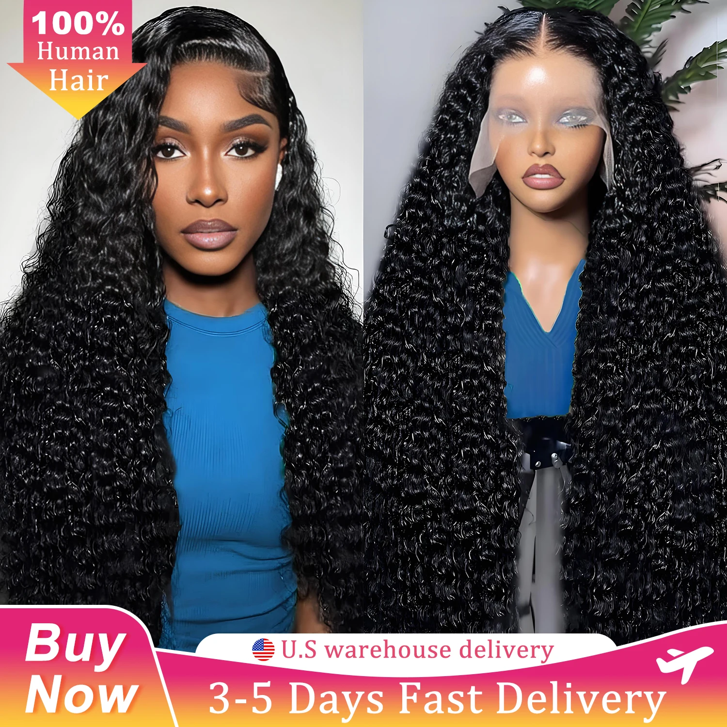 

13x6 Hd Deep Wave Human Hair Wigs 200 Density Natural Black Pre Plucked Lace Wigs For Black Women 40 Inch Curly Lace Frontal Wig