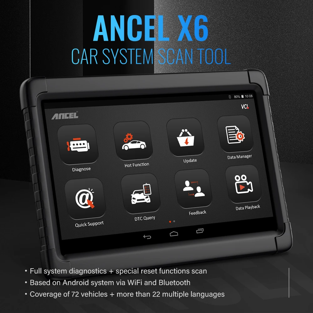 ANCEL X6 OBD2 Automotive Scanner Bluetooth Professional All System Airbag EPB DPF ABS Reset Scanner OBD 2 Car Diagnostic Tools