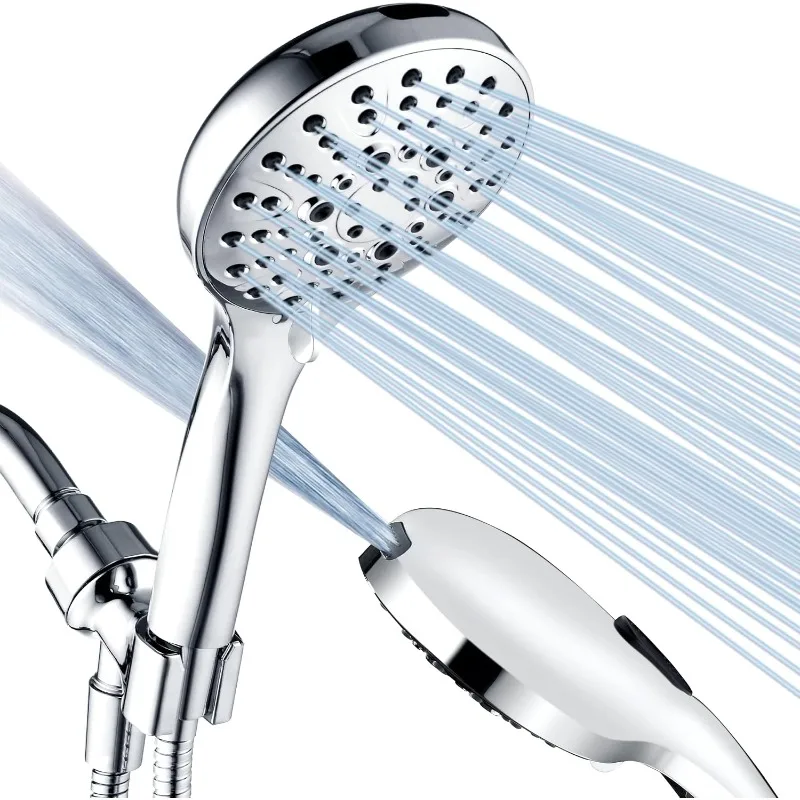 High Pressure Shower Head with Handheld, 9Spray Settings Showerhead Built in Power Wash to Clean Tub and Pets,Extra Long 69