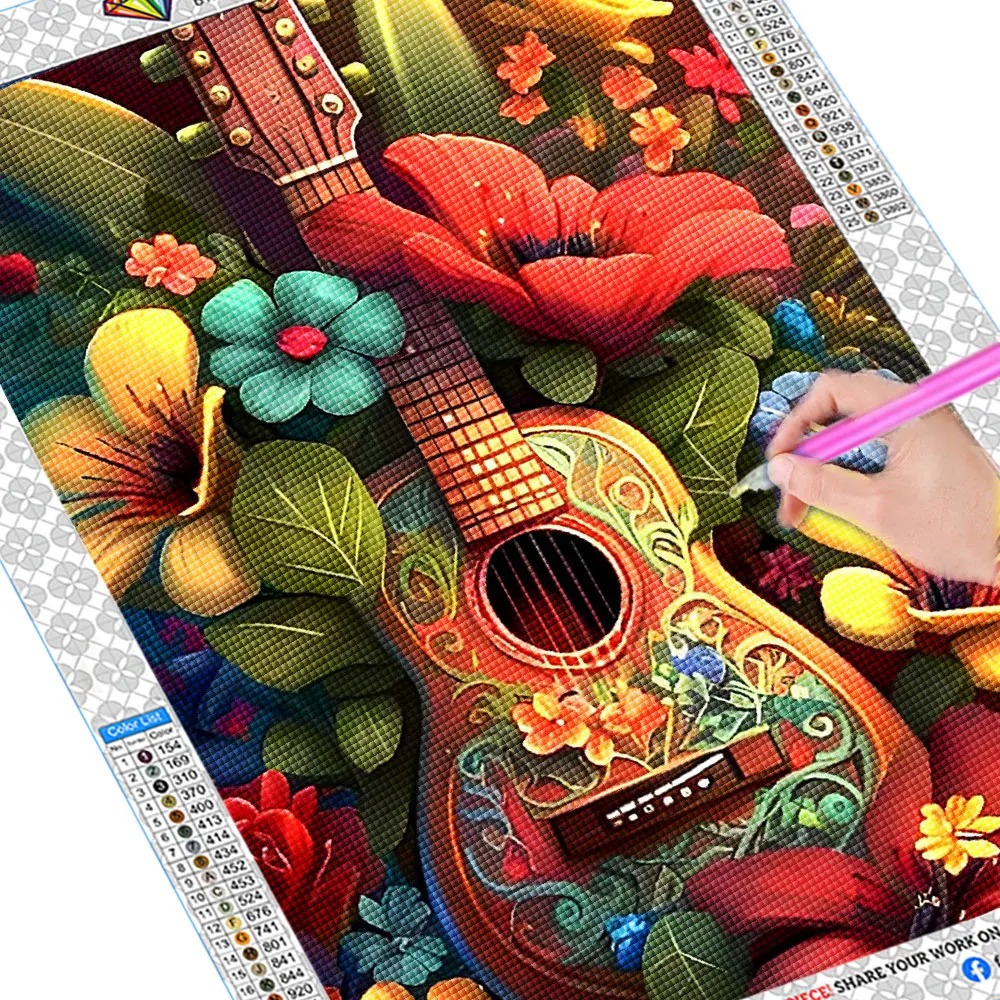 Diamond Painting Guitar 5D Diamond Mosaic Sale Flowers Embroidery New Arrival Hobbies And Crafts Cross Stitch Kits Home Decor