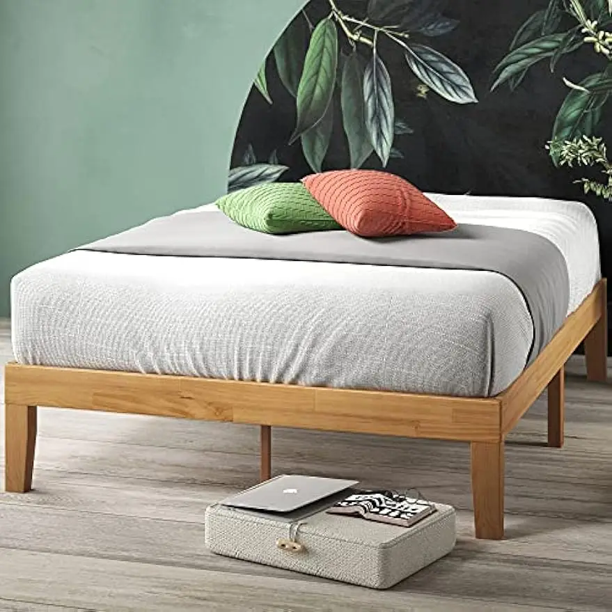 Moiz Wood Platform Bed Frame / Wood Slat Support / No Box Spring Needed / Easy Assembly, Natural, Queen