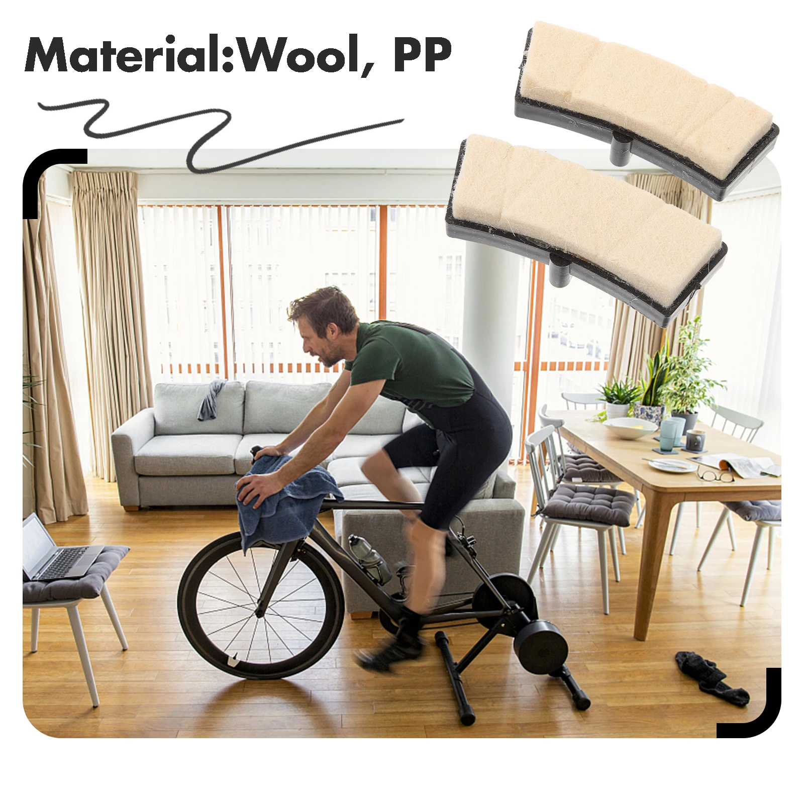 

Brake Pads for Exercise Bike Fitness Equipment Wool Cycling Mats No Slide Wear Resistant Strong Durable Easy Install Disassemble