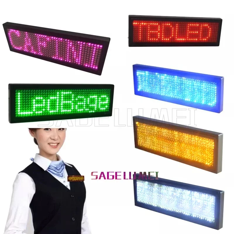Bluetooth Smart APP Control LED Name Badge Luminous Flashing Light Up LED Name Tag Pin Magnet Wearable  Plate Mini Ticker Board