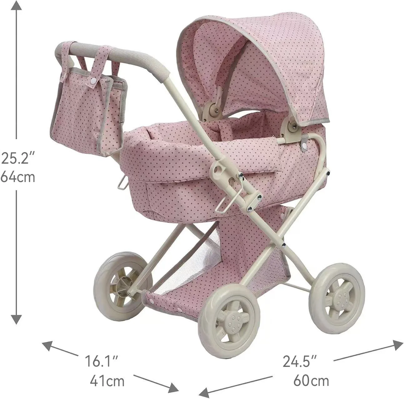 NPK Reborn Doll Stroller Pram Cradle with Removable Basket for 14-24 Inch Dolls Kids 3-12 Years Children's Doll Accessories