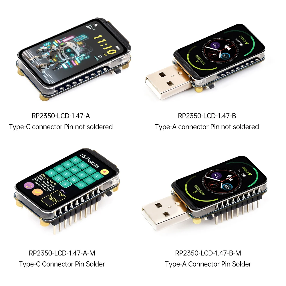 RP2350 1.47-inch LCD Development Board 262K Color Lcd Screen Development Board 172 × 320 Resolution Dual Core