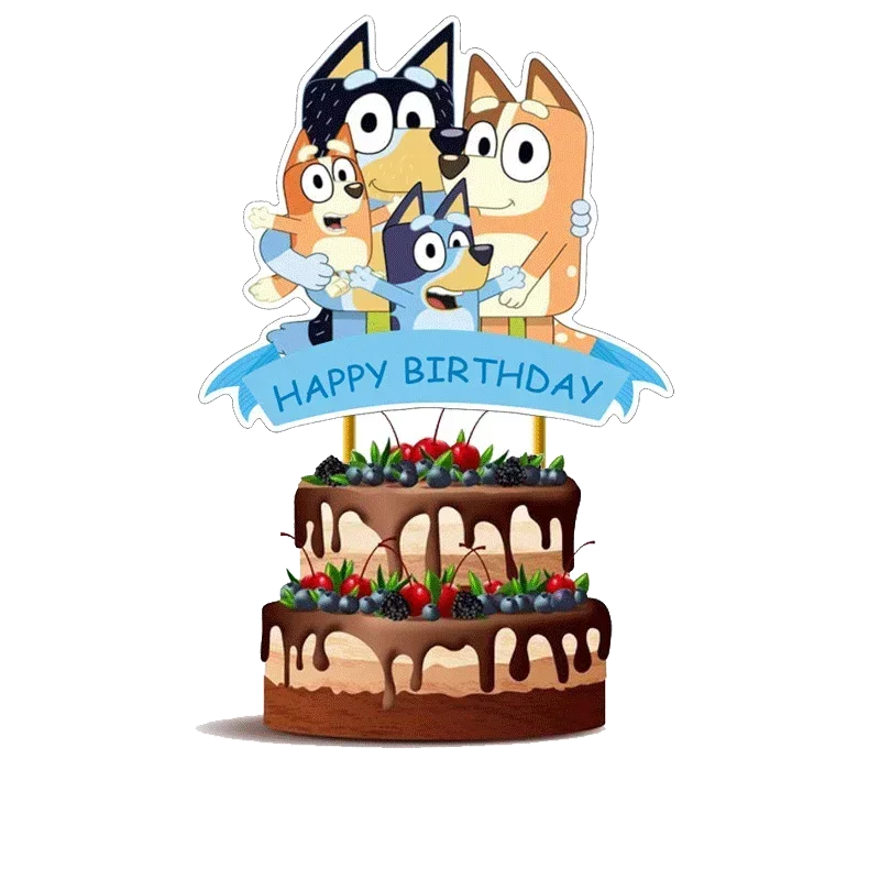 Cartoon Blueyes Family Dog Cake Topper Birthday Party Supplies Disposable Cake Flag Set Birthday Decorations Baby Shower Gifts