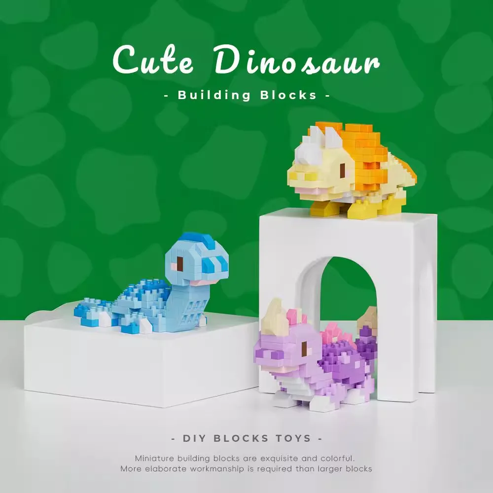 Microbloques de construcción de dinosaurios para adultos, juego educativo de construcción para niños de 8 años, juguete de ensamblaje de bloques DIY, decoración del hogar