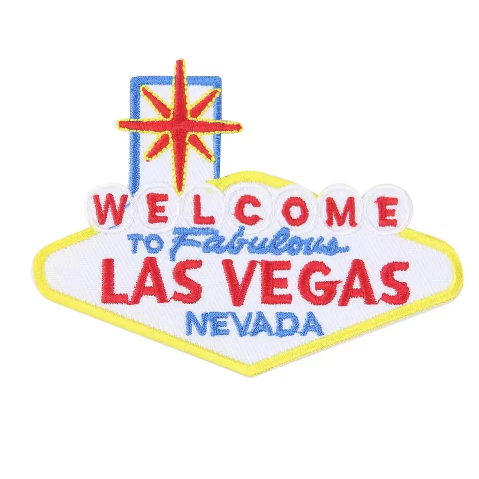 5 uds. Bienvenido al fabuloso cartel de Las Vegas Nevada parche bordado hierro en parches para ropa pegatina sombrero camisa apliques recuerdo