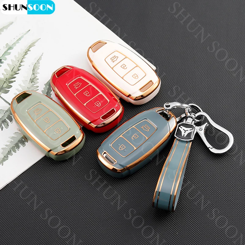 Чехол-брелок из ТПУ с 3/кнопками для Hyundai i30 Ix35 KONA Encino Solaris Azera greatig Accent Santa Fe Palisade, чехол для автомобильных ключей