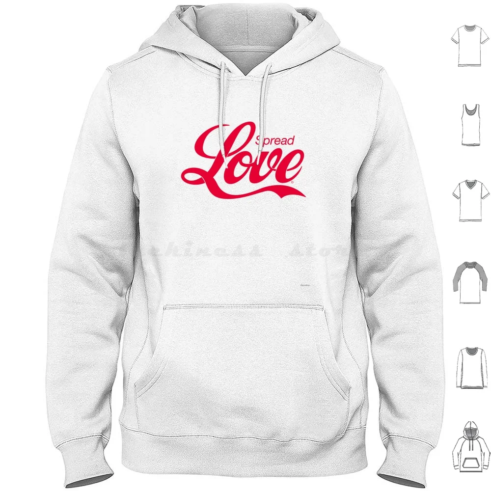 Spread Love Hoodie Cotton Long Sleeve Spread Universal Enjoy Spoof Red Soda Text Brand Logo Holiday Christmas Funny