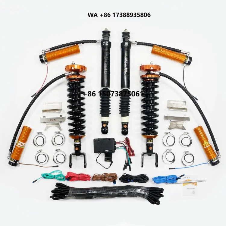 New BJ40plus Electronic Nitrogen Gas Compression and Rebound Adjustable Front & Rear Coilover Suspension Shock Set