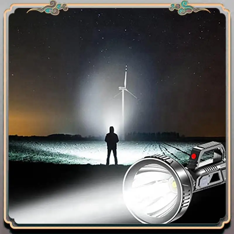 

Durable Portable 90000LED Super Bright Spotlight Flashlight, 4 Light Modes Camping Handheld Home, USB Rechargeable