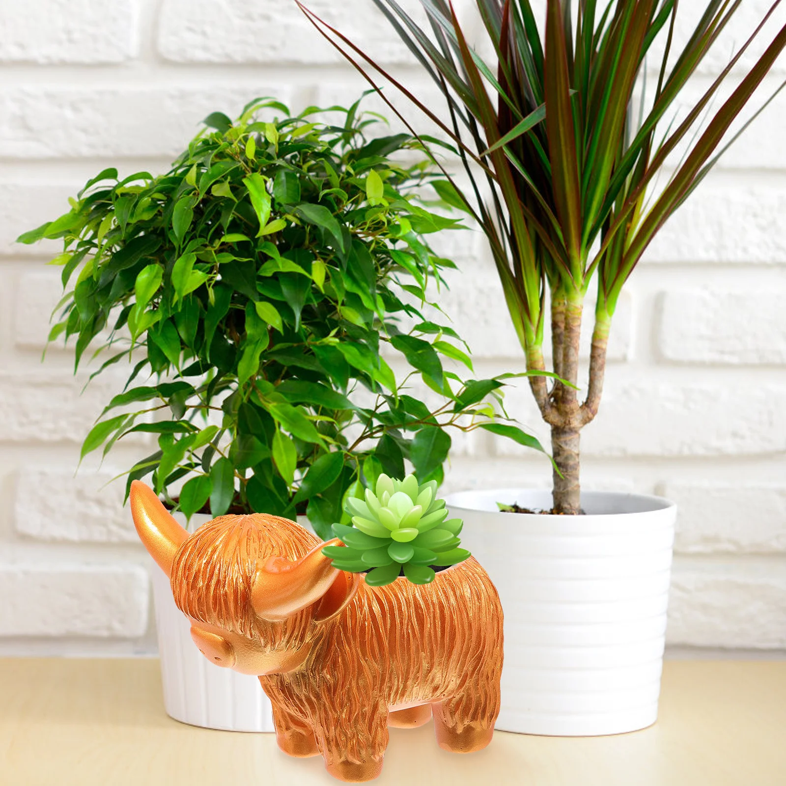 الراتنج زارع البقرة وعاء عصاري المرتفعات البقرة الزهور الزخرفية للمنزل حديقة داخلي في الهواء الطلق زراعة الحاويات #1