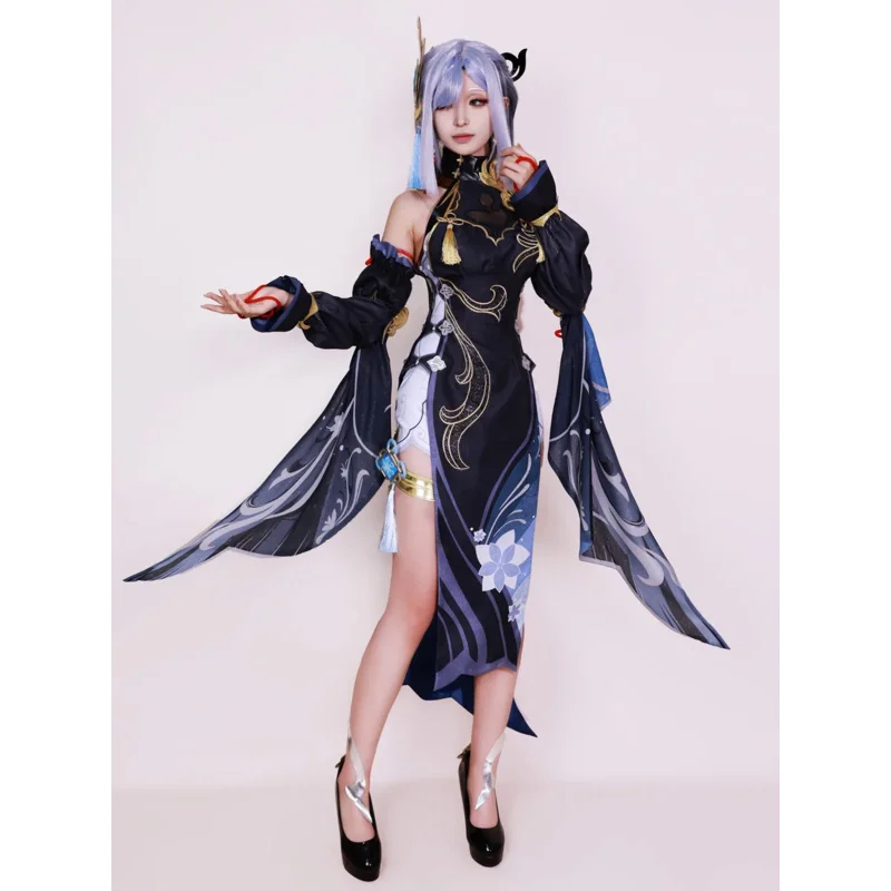 Shenhe cosplay New Skin outfit frostflower Dew dress genshinimpact lantern irregular anime Halloween costumes women