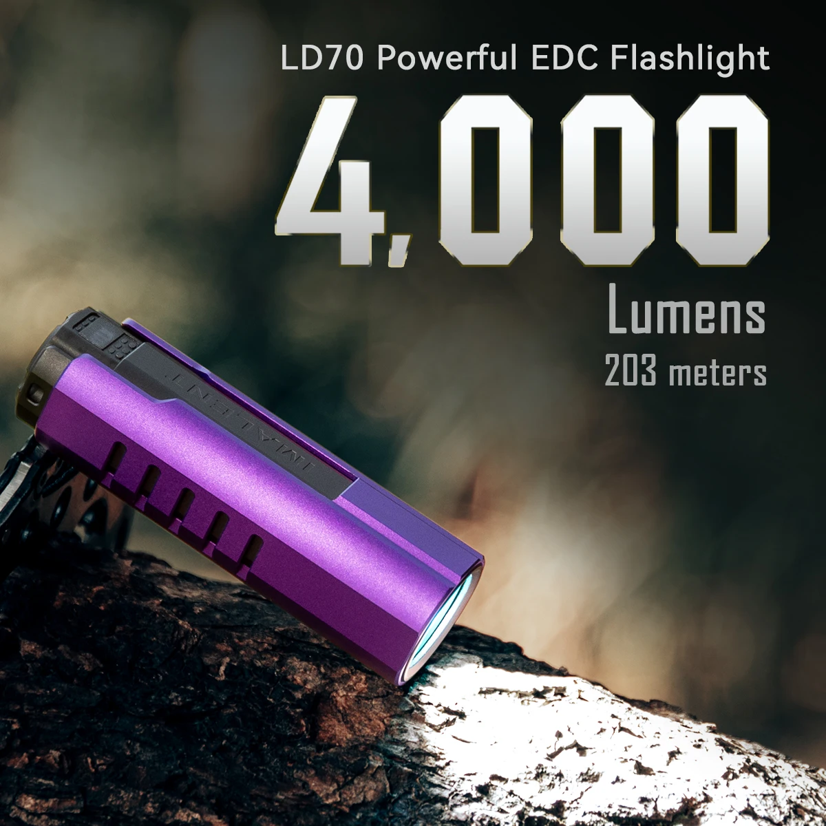 IMALENT LD70 Purple EDC Portable Rechargeable Flashlight with 4000 Lumens and Cree XHP70.2 LED for Camping, Hiking.