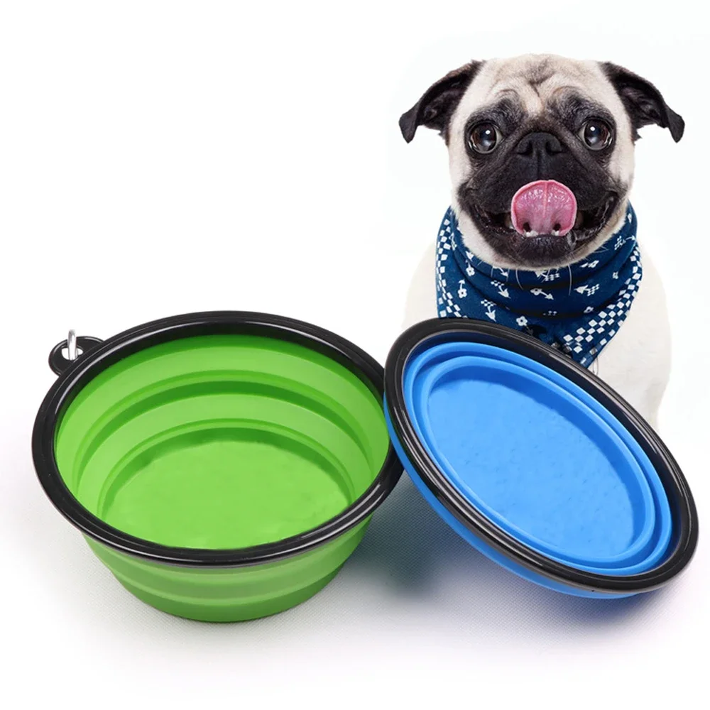 350ml Collapsible Silicone Pet Bowl Dog Food Water Bowl Outdoor Camping Travel Portable Folding Supplies Dishes With Carabiner