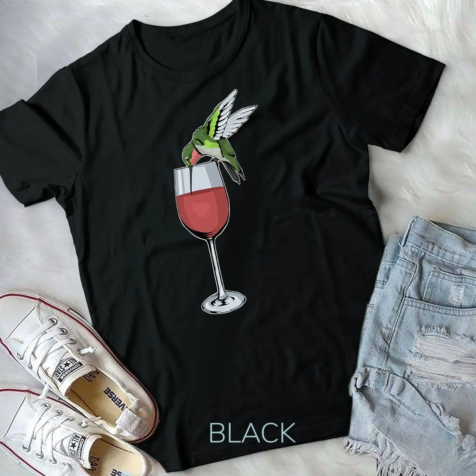 Hummingbird Wine Tshirt Bird Spirit Animal Wine Hummingbird Unisex T-shirt