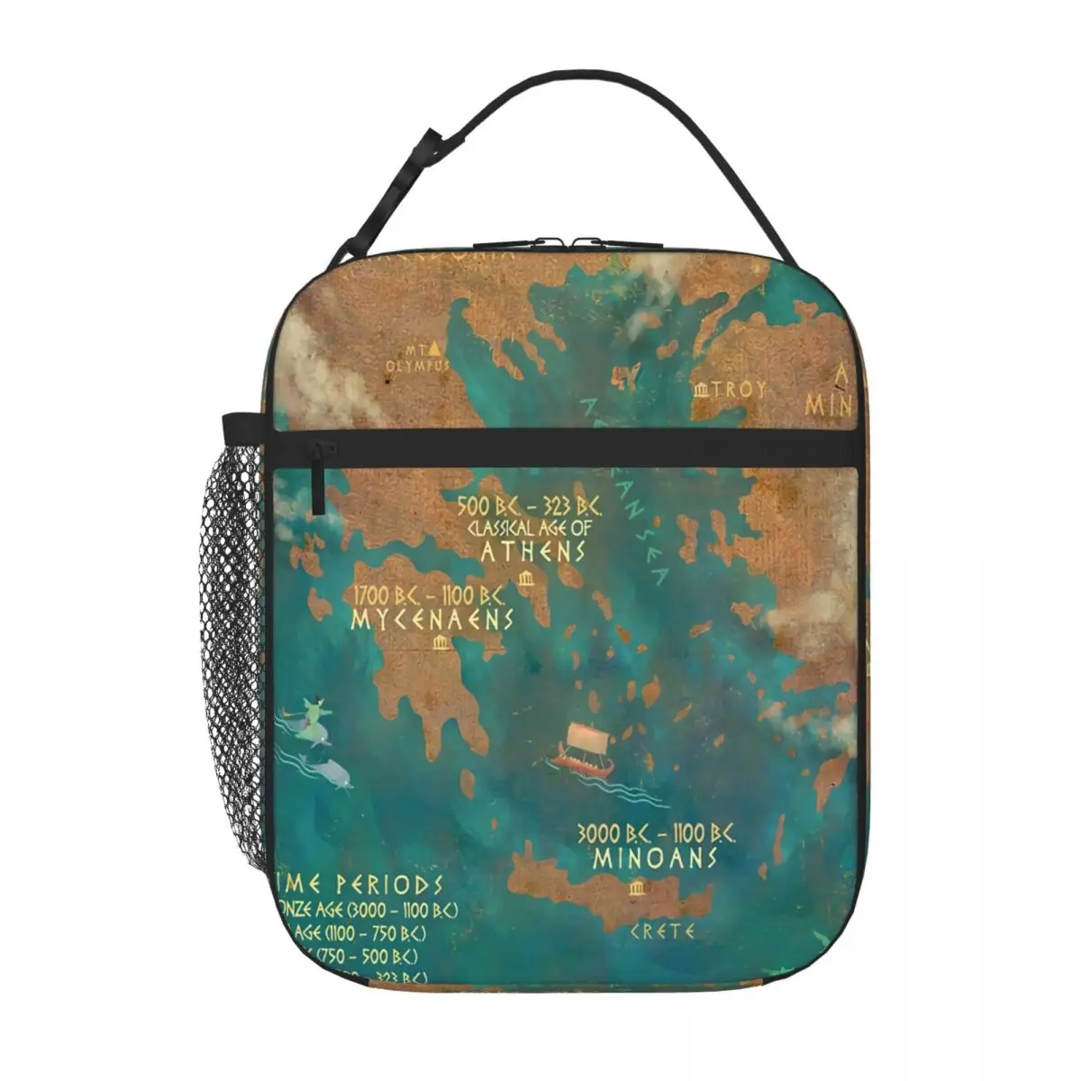 Hot Sale Map Of Ancient Greece Tablecloth Clips Bold Color Foldable Lunch Bag Weight Loss Diet Carry Lunch Bag