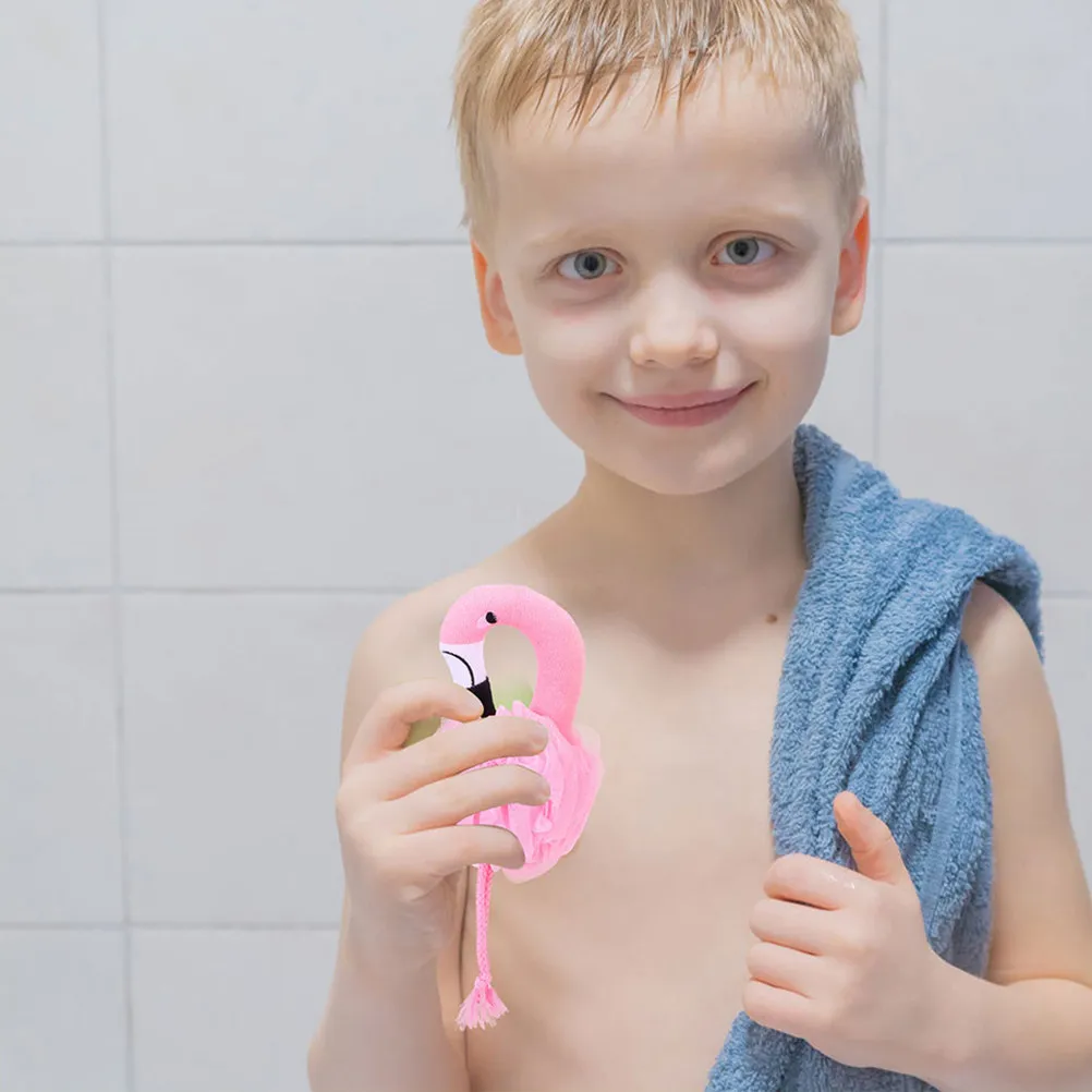 

4Pcs Flamingo-Themed Bath Ball Childrens Loofah Body Scrubber Rich Bubble Making Soft Skin Cleanser Home Bathing Accessories