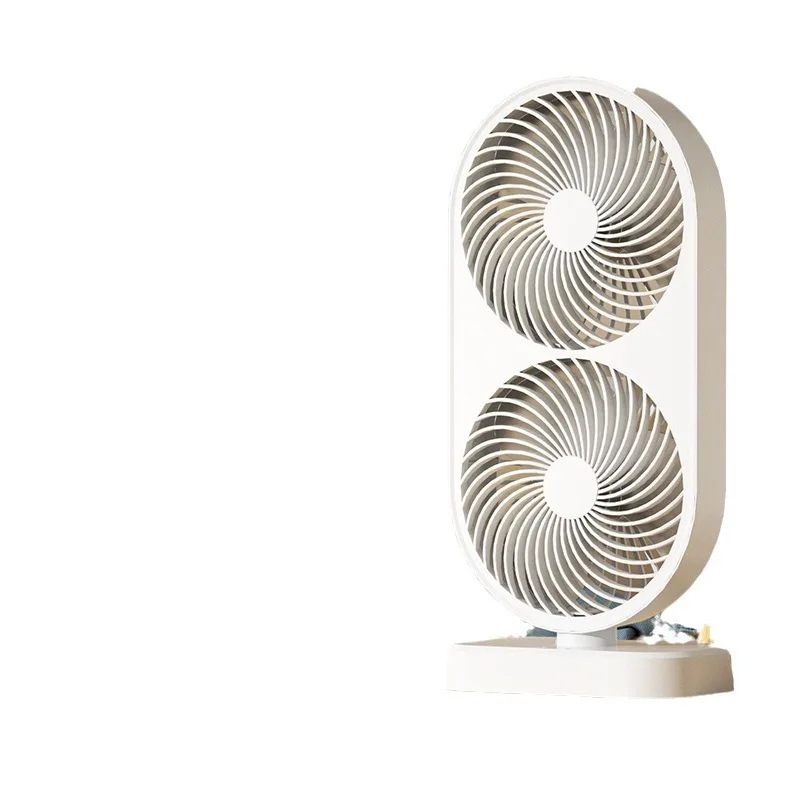 2024 Nieuwe Dual Core Desktop Moving Head Fan Usb-Kantoor En Thuisventilator Stille Grote Windventilator Oplaadbare Batterij Met Grote Capaciteit