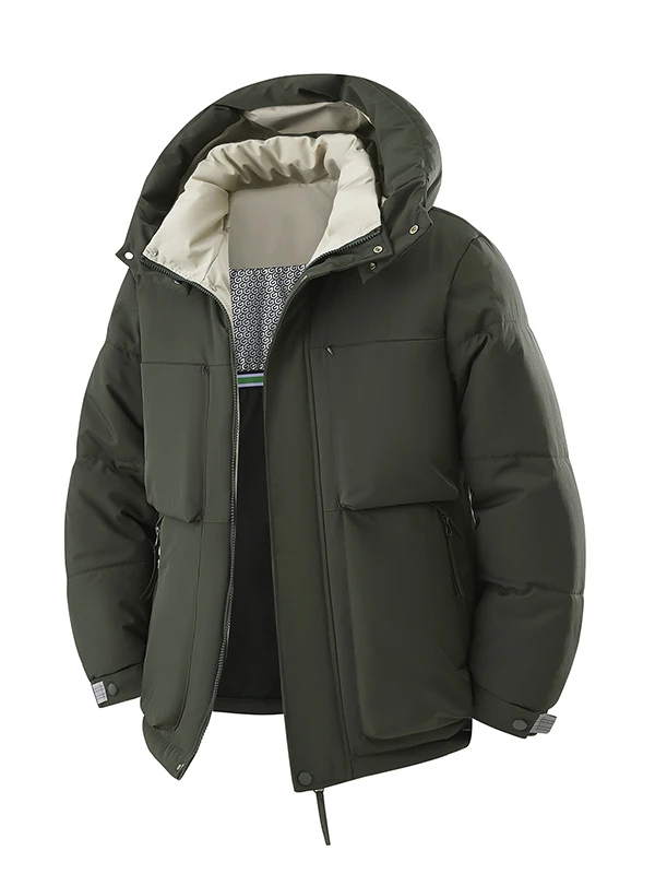 

2025 New Men's Thiened Cotton Jaet Autumn Winter Warm Casual Hooded Outdoor Upper Apparel Faionable Trendy Youth ular