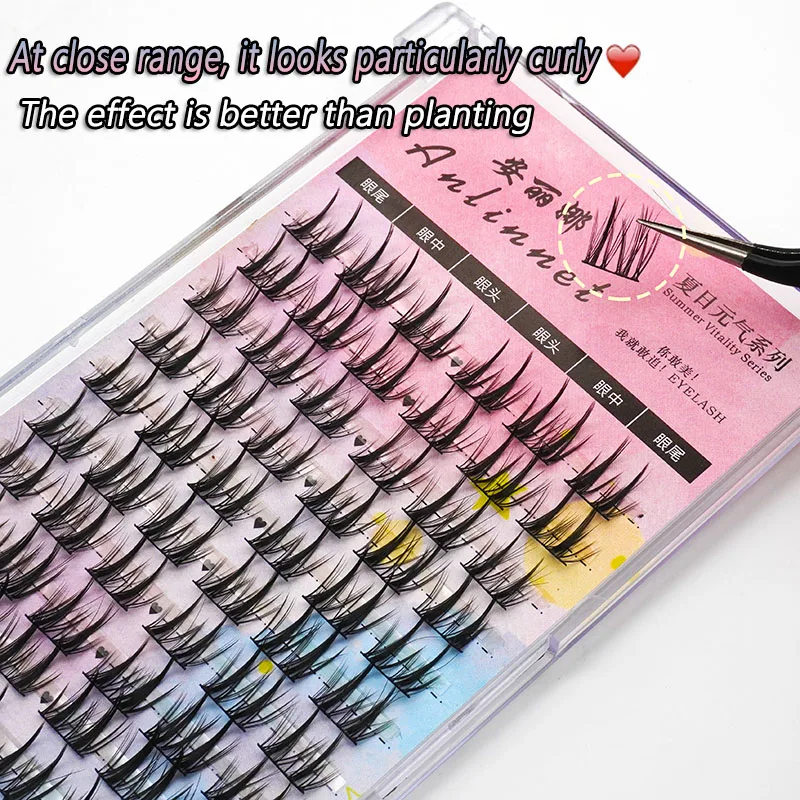 12 pairs Cat eye Eyelashes 3D Natural False Lashes Fluffy Soft Cross Manga Lashes Wispy Natural Eyelash Extension Korean Makeup